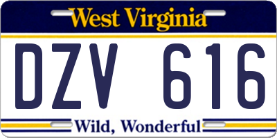 WV license plate DZV616
