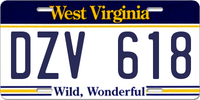 WV license plate DZV618