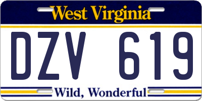 WV license plate DZV619