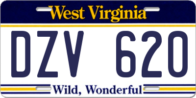 WV license plate DZV620