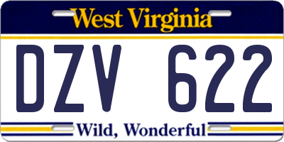 WV license plate DZV622