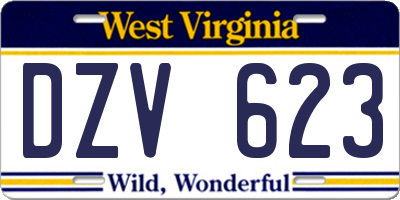 WV license plate DZV623