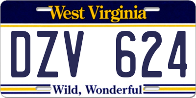 WV license plate DZV624