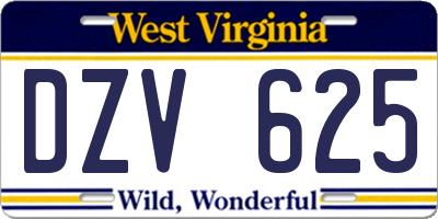 WV license plate DZV625