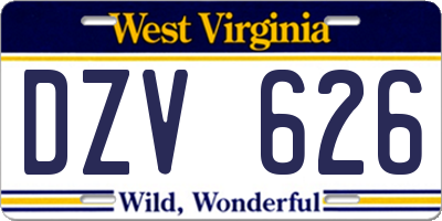 WV license plate DZV626