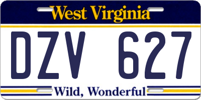 WV license plate DZV627