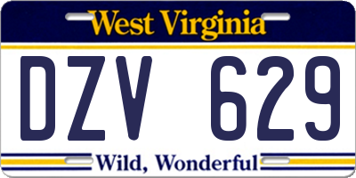 WV license plate DZV629