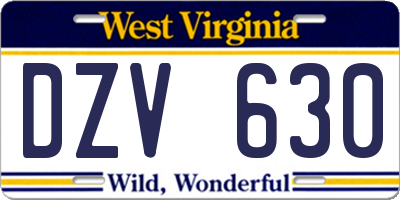 WV license plate DZV630