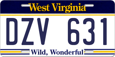 WV license plate DZV631