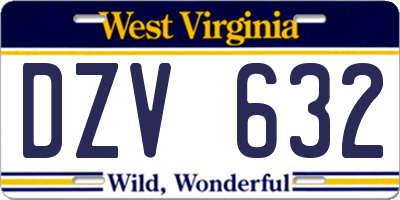 WV license plate DZV632