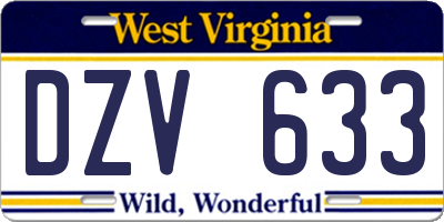 WV license plate DZV633