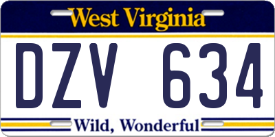 WV license plate DZV634