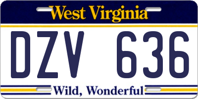 WV license plate DZV636