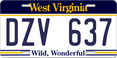 WV license plate DZV637