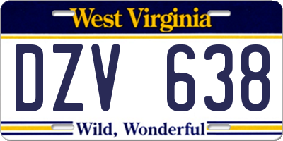 WV license plate DZV638