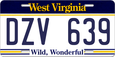 WV license plate DZV639