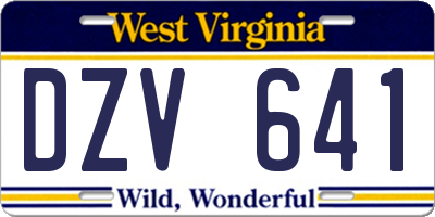 WV license plate DZV641