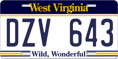 WV license plate DZV643