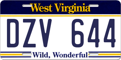 WV license plate DZV644