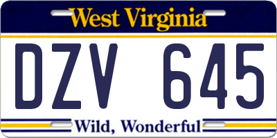 WV license plate DZV645