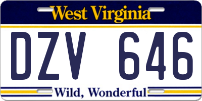 WV license plate DZV646