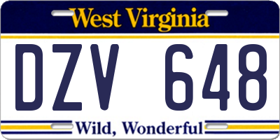 WV license plate DZV648