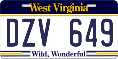 WV license plate DZV649