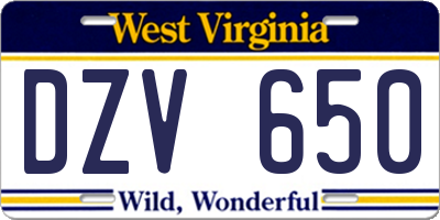 WV license plate DZV650