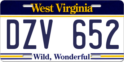 WV license plate DZV652