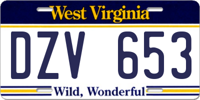 WV license plate DZV653