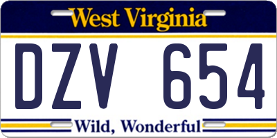 WV license plate DZV654