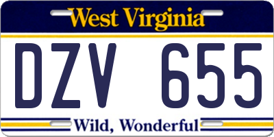 WV license plate DZV655