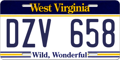 WV license plate DZV658