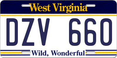 WV license plate DZV660