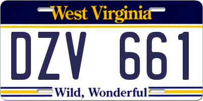 WV license plate DZV661