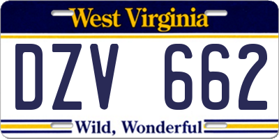 WV license plate DZV662