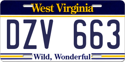 WV license plate DZV663