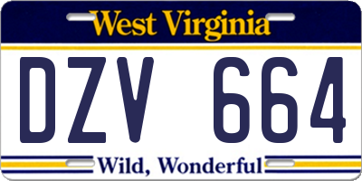 WV license plate DZV664