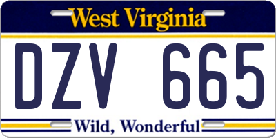 WV license plate DZV665