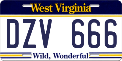 WV license plate DZV666