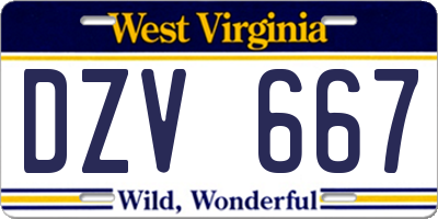 WV license plate DZV667