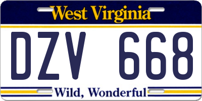 WV license plate DZV668