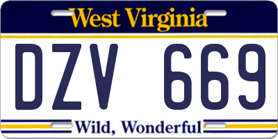 WV license plate DZV669