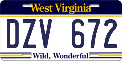 WV license plate DZV672