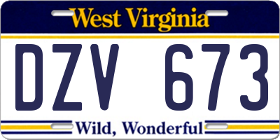 WV license plate DZV673