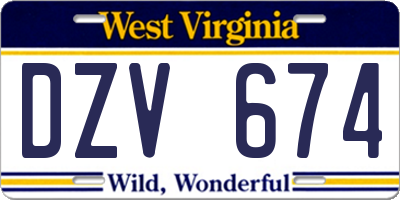 WV license plate DZV674