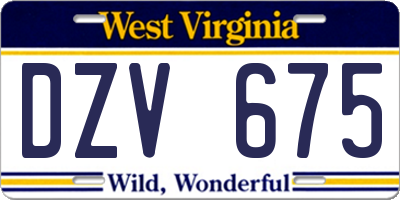 WV license plate DZV675