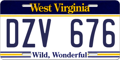 WV license plate DZV676