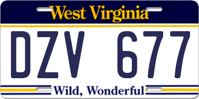 WV license plate DZV677