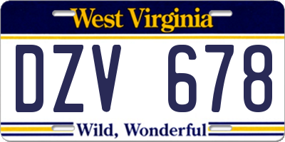 WV license plate DZV678